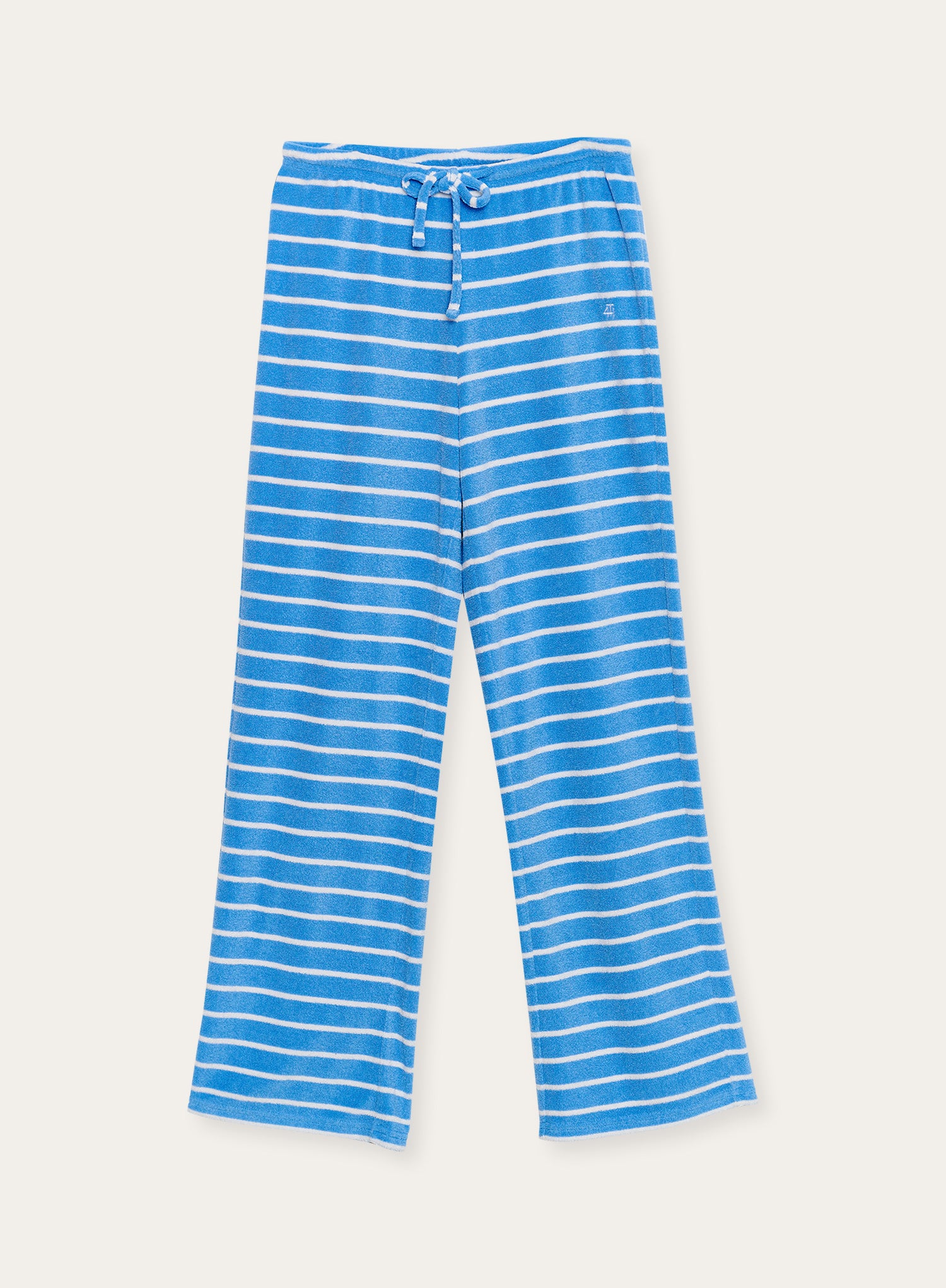 Blue Stripe Towelling Straight Leg Trouser